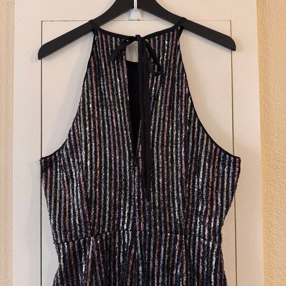 Anthropologie Maeve Disco Halter Jumpsuit Sequined Halter Neck Size 14 Glam - Picture 12 of 13